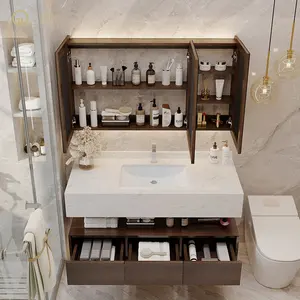 GODI <strong>Luxury</strong> Contemporary Customizable 36 Inch Cabinet Single Vessel Sink Mirror Bathroom Vanity Set <strong>Light</strong> <strong>Fixture</strong> With Drawer - Product Image 2