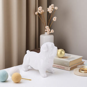 रेडीको नवीनता सफेद और सोने के सिरेमिक बुलडॉग के साथ शेल्फ डेस्क और अद्वितीय पालतू उपहार के लिए बॉल आधुनिक घर सजावट के साथ - Product Image 3