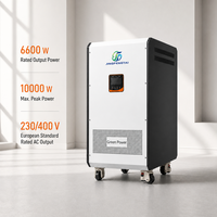 Onduleur de stockage d'énergie tout-en-un 6600W avec batterie 10kWh, crête de 10000W, autonomie de 10ms, PV 5500W pour la maison, batterie solaire au lithium