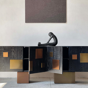 Simple Modern Modern Design Dark Metal Rubik's <strong>Cube</strong> Solid Wood Cabinet Cabinet Home <strong>Assembly</strong> New Fashion TV Stand - Product Image 4