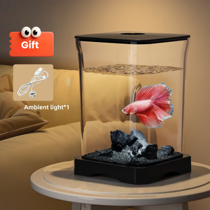 Tanque de Peixe <span class=keywords><strong>Betta</strong></span> Moderno JSD Doufish de 2L, Plástico, Forma de Balde, Ecológico, para Sala de Estar - Product Image 4