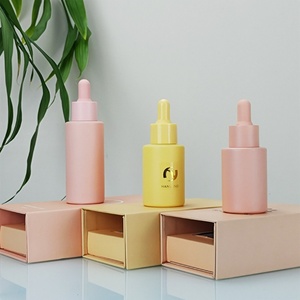 Unique 30 ml 20ml Hair Body Facial Oil Serum Bottle Pink Glass Dropper Bottle with <b>Box</b> <b>Flat</b> Shoulder Shaped - Product Image 2