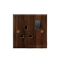 Prise murale standard britannique 13A avec charge rapide USB, panneau d'interrupteur à bascule en bois massif, prise carrée à 3 broches, interrupteur en bois de noyer