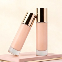 Flacon en verre haut de gamme de 30 ml à fond épais pour fond de teint, emballage cosmétique carré rechargeable de type pression, vente en gros
