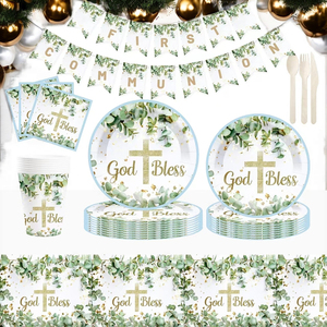 Vaisselle de fête pour la première communion DAMAI, God Bless, fournitures de fête pour la fête de naissance, gobelets en papier, assiettes, ensemble de communion - Product Image 2
