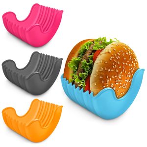 格納式ハンバーガーホルダーウォッシャブルサンドイッチバーガークリップラックハンバーガー固定ボックスシリコンバーガーボックス - Product Image 1