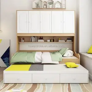 Easy assemble bunk beds kids solid wooden bedroom furniture