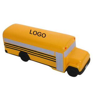 Jouet anti-stress en mousse PU personnalisé avec logo, en forme de bus scolaire, pour enfants et adultes, idéal comme cadeau promotionnel - Product Image 1