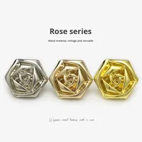 Kancing Logam Premium Desain Bunga Mawar Tiga Dimensi Vintage Trendy dari Paduan Seng untuk Gaun Windbreaker, Perlengkapan OEM