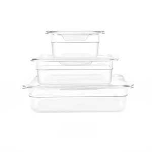 Buffet Restaurant Suppliers Plastic Food Container Gn Pan PC Gastronorm Tray Transparent Refrigerated Polycarbonate Food Pan