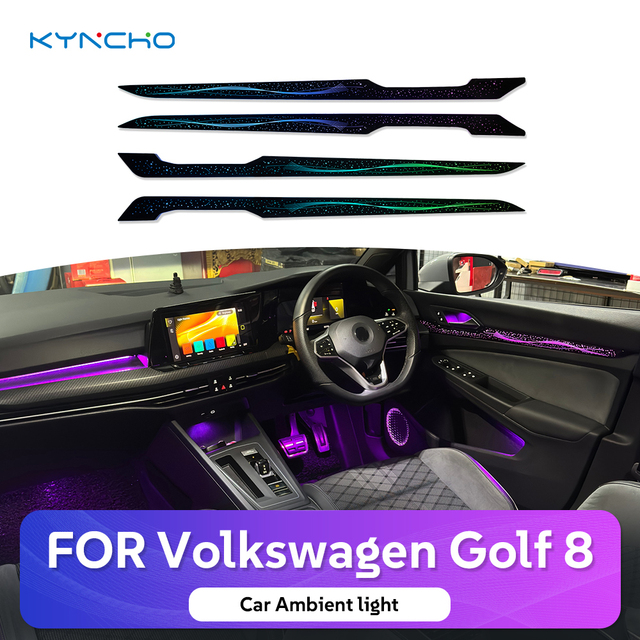 KYNCHO for Volkswagen Golf 8 Car Ambient Light 64 Color LED Auto Interior Lighting Multi Function Automotive Ambient Lighting