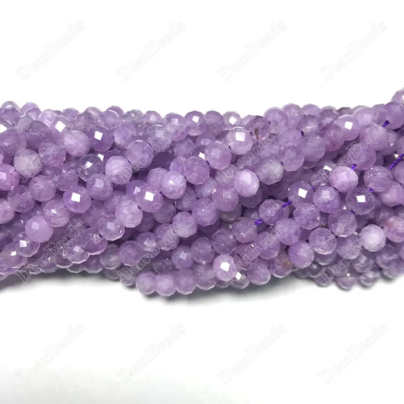 New 6mm Natural Faceted Hand-cut Round Stone Lavender Beads for Jewelry Making