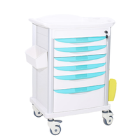 Chariot médical multifonction en plastique ABS de classe I pour hôpital, anesthésie, médicaments, usage d'urgence, mobilier, 40 lb, garantie 2 ans, 24