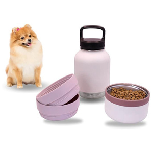 3 32oz/64oz Portable Stainless Steel Double Wall Insulated Non-Slip Leak-Proof Dog Water Bottle Bowls for Outdoor Use - Product Image 1