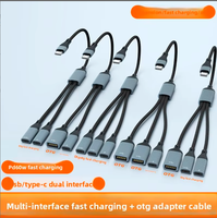 Adaptador 4 en 1 con Doble USB Tipo-C Hembra + Tipo-C Hembra, Carga Rápida PD, Transferencia de Datos, Base de Conexión para PC, Unidad Flash USB