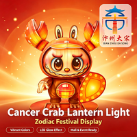 Cartoon-Krabben-Sternzeichen Chinesische Laterne, Wasserdichte LED-Leuchte für Draußen, Astrologie-Thema für Festival, Party und Gartendekoration