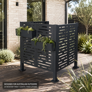 Paravent en métal découpé au laser avec jardinières, séparateur de jardin extérieur, clôture pour climatiseur, thermolaqué, vente en gros Australie - Product Image 2