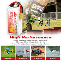 Batterie LiPo PONFLY 3S 11.4V HV 650mAh 60C 120C à décharge élevée avec connecteur XT60, batterie LiHV 4S 6S pour drone de course FPV 660MAH