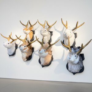 Tête de Lapin de Pâques pour Enfants, Tête de Lapin en Peluche avec Cornes de Cerf en Plastique, Style Adorable pour Décorations Murales d'Événements Festifs - Product Image 6