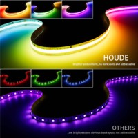 Bande LED RGBIC COB 12V/24V WS2811 USB intelligente à intensité variable avec télécommande pour aménagement paysager, salon, chambre à coucher IP20
