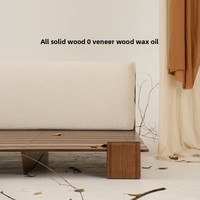 Lit double en bois massif Red OakQizuo, style moderne minimaliste, avec sommier à lattes rembourré et dossier souple, pour chambre principale