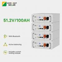 Batería de Litio Apilable de Bajo Voltaje de 5KWH para Uso en Sistemas Híbridos, Batería Lifepo4 de 51.2V 100Ah con Bluetooth