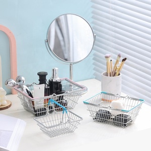 Cesta de almacenamiento de Metal de escritorio <span class=keywords><strong>para</strong></span> decoración del hogar, contenedor de artículos diversos <span class=keywords><strong>para</strong></span> oficina, <span class=keywords><strong>juguetes</strong></span>, Mini cestas de compras - Product Image 3