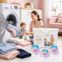 Capsules et billes de lessive jetables multicolores 4-en-1 à forte puissance nettoyante pour le lavage à la main des vêtements