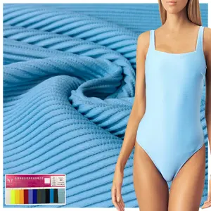 Tissu tricot élastique en polyéthylène, lot de 10 étoffes extensibles, côtelé, pour maillot de bain