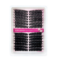 Kit d'extension de cils de segment de curl CD prédécoupé outils de marque privée de cluster de bricolage avec cils de ruban d'éventail de cheveux synthétiques