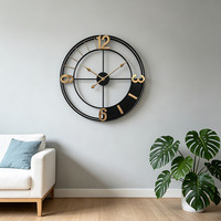 Jam Dinding Logam Senyap Desain Seni 3D Lapis Ganda Retro Amerika 60cm untuk Dekorasi Rumah, Ruang Tamu, dan Kantor