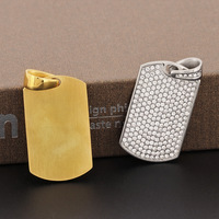 Pendentif rectangulaire géométrique en acier inoxydable plaqué or 18 carats, serti de diamants, pour homme, cadeau pour mariage ou fête