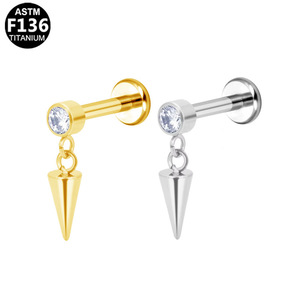 <b>Titanium</b> Plated Tassel Earrings Studs <b>Chain</b> Ear Cartilage Jewelry For Party Geometric Design Prong Setting Stainless Steel - Product Image 4