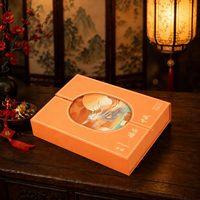 Boîte à Gâteaux de Lune Magnétique Double Porte Orange avec Poignée Métallique, Emballage Rigide Doré, Personnalisable pour la Fête de la Mi-Automne, Boîte Cadeau de Fêtes avec Logo Personnalisé