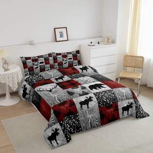 Ensemble <span class=keywords><strong>de</strong></span> literie Erosebridal, couette rustique avec motif <span class=keywords><strong>de</strong></span> cerf, taille Queen, vintage, animal <span class=keywords><strong>de</strong></span> <span class=keywords><strong>la</strong></span> chasse, pour adolescents, jeunes, ours, élan, bois <span class=keywords><strong>de</strong></span> cerf, couette sauvage - Product Image 3