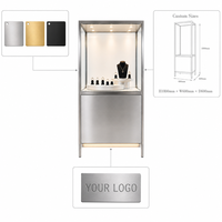 Vitrines à bijoux minimalistes de luxe, disponibles en couleurs personnalisées, idéales pour les centres commerciaux haut de gamme et les bijouteries.