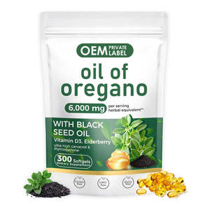 Cápsulas de Aceite de Orégano y Aceite de Semilla Negra 2 en 1, 6000 mg, Suplemento para el Apoyo Inmunológico en Adultos con Carvacrol y Timoquinona - Product Image 1