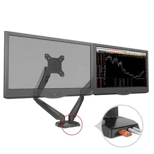 Gas Spring Arm Dual Monitor Stand Fits For Two Computer Screens 15 to 27 inches Black-GM224U