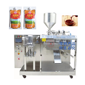 Pequeña salsa automática de mantequilla de maní, mayonesa, bolsa prefabricada, llenado y sellado de bolsas triangulares, máquina de embalaje de pasta de camarones - Product Image 5
