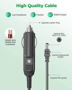 Cable Cargador de <span class=keywords><strong>Coche</strong></span> DC para Starlink MINI a Precio de Fábrica, Cable DC para Starlink MINI con Extremo de Encendedor de Cigarrillos y Fusible de 15A - Product Image 2