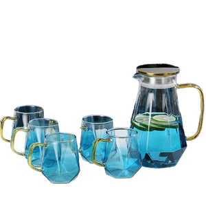 <span class=keywords><strong>Carafe</strong></span> à eau en verre borosilicate de 1,5 L (50 oz) avec couvercle filtrant en acier inoxydable et ensemble de 4 tasses, résistante à la chaleur, pour jus et eau - Product Image 1