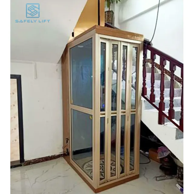 CE ISO approved 2-5 persons panoramic 2 3 floor shaftless home lift passenger elevator for house