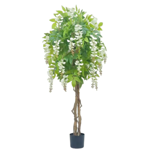 Arbre artificiel <span class=keywords><strong>de</strong></span> glycine <span class=keywords><strong>en</strong></span> bois naturel à prix d'usine, fleurs <span class=keywords><strong>de</strong></span> glycine artificielles roses, blanches et violettes à vendre - Product Image 1