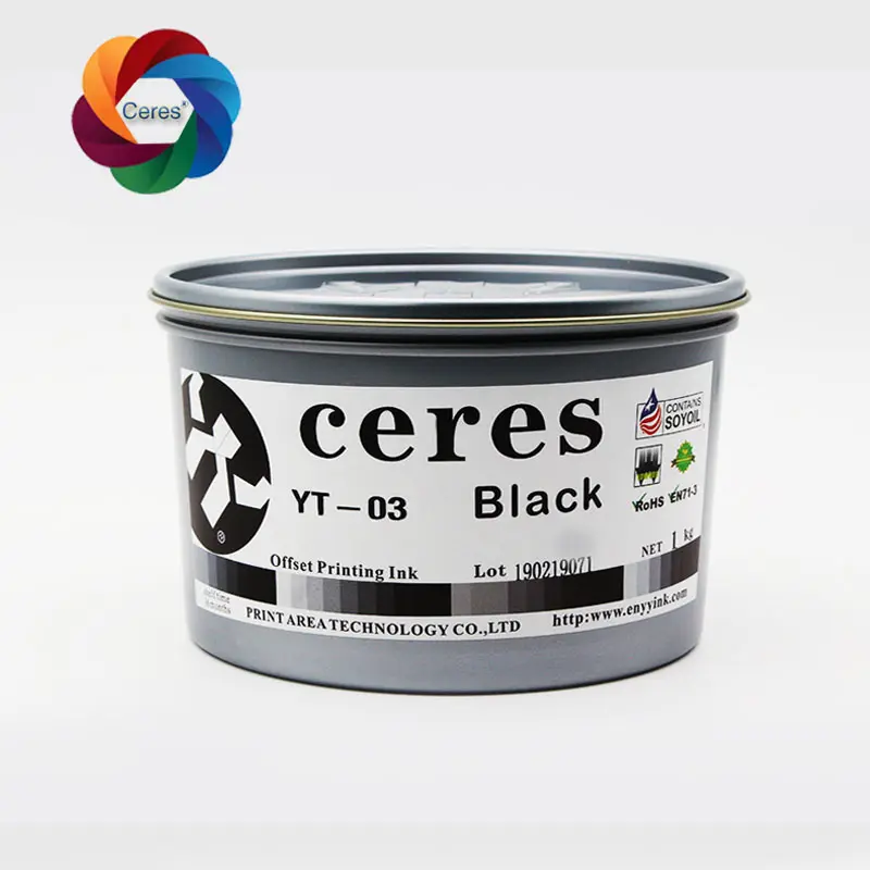 친환경 잉크 오프셋 중국 Ceres YT-03 CMYK 간장 잉크 고광택 밀도 컬러