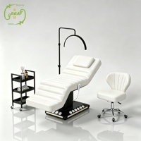 Table de massage électrique en cuir noir pour salon de beauté, lit de soin incurvé pour le visage et les cils, base de lit de beauté électrique
