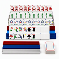 Jeu de tuiles de mahjong américain en acrylique à 5 couches, thème Londres britannique avec des motifs de bus à deux étages et du Big Ben