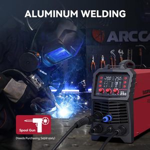 ARCCAPTAIN MIG250 110V/220V Máquina de Soldar 6 en 1 MIG/MIG sin Gas/Electrodo/MIG Lift con Pistola de Bobina - Product Image 2