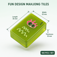 Jeu de Mahjong Jelly Green Art, tuiles de Mahjong en acrylique translucide, jeu de Mahjong visages amusants, décoration tendance pour la maison, vente en gros