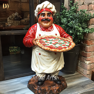 Statua dello Chef grasso per Pizza con scultura in <span class=keywords><strong>resina</strong></span> a grandezza naturale per esterni moderna in fibra di vetro - Product Image 2