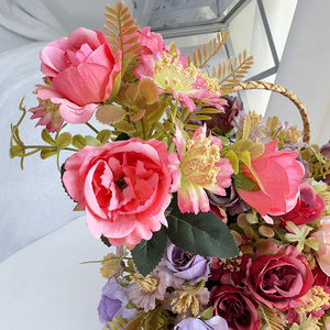 Fleurs artificielles <span class=keywords><strong>Yu</strong></span> <span class=keywords><strong>Lin</strong></span>, combinaison de petites roses à 5 branches - Product Image 2